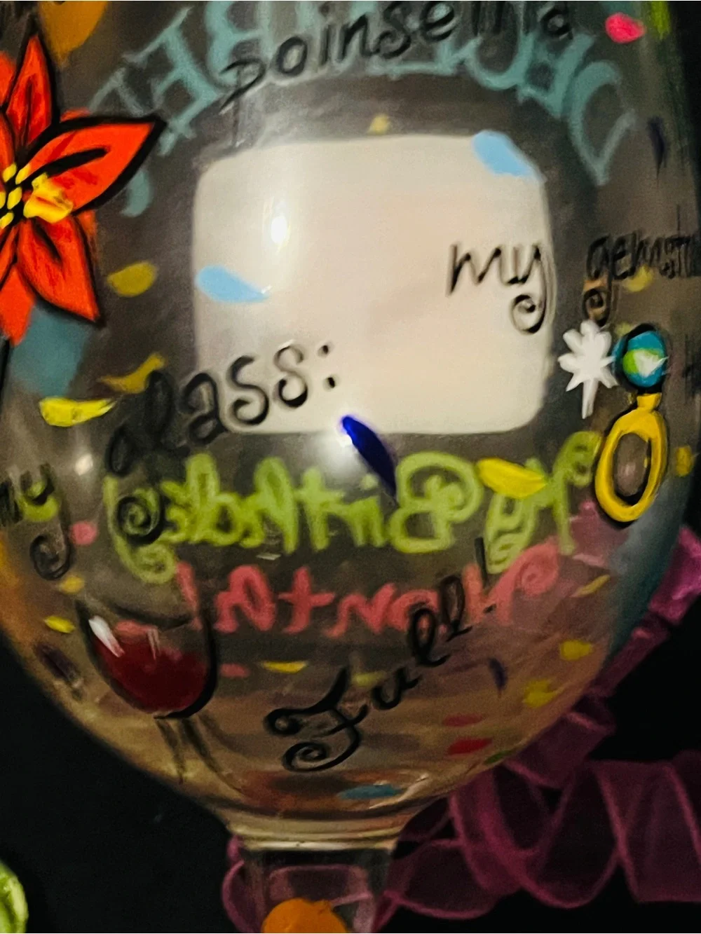 Lolita December Birthday Month Hand Painted Wine Glass Birthday Gift 15 oz